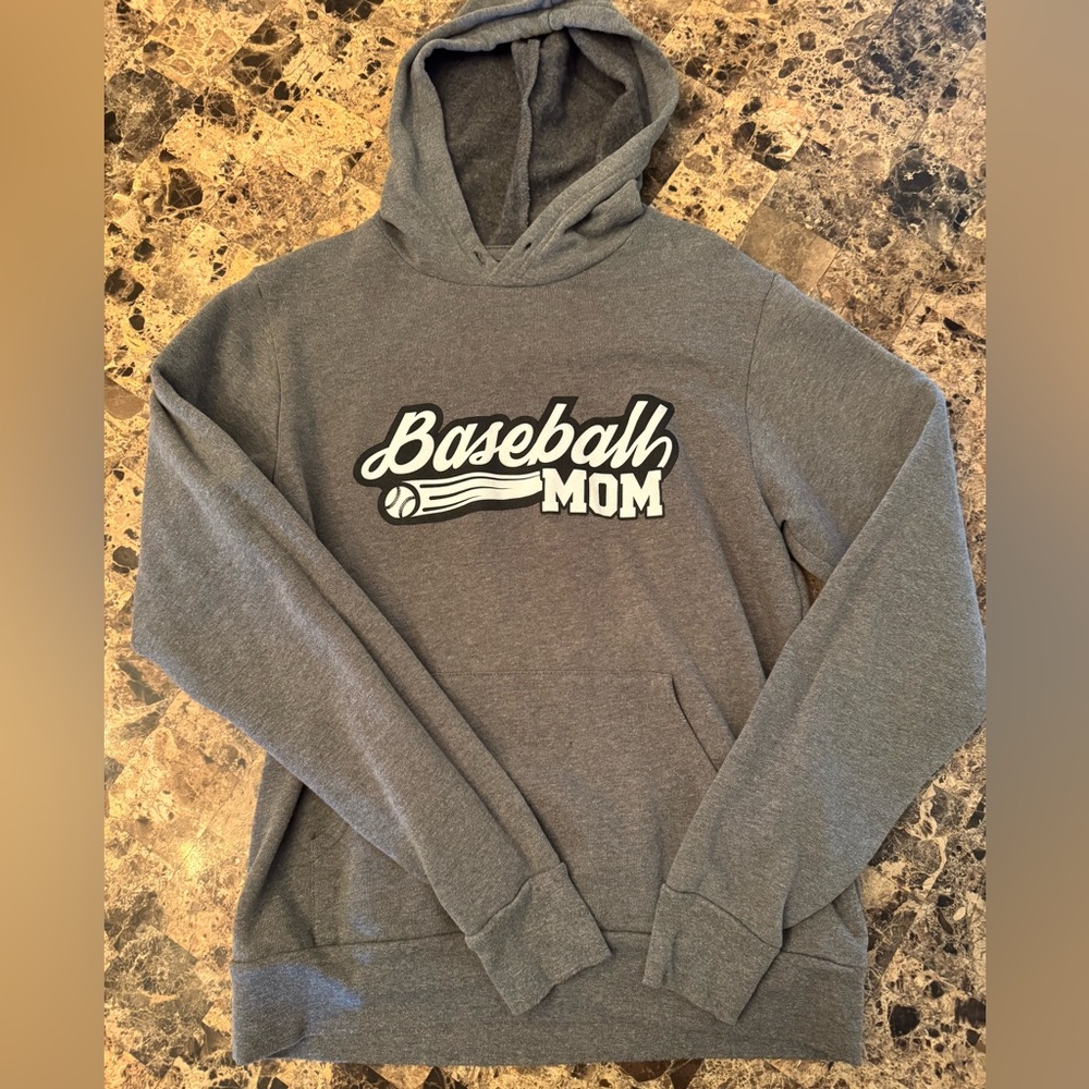 Gray 'Baseball Mom' Hoodie
